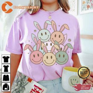 Funny Easter Bunny Smiley Faces T-Shirt6