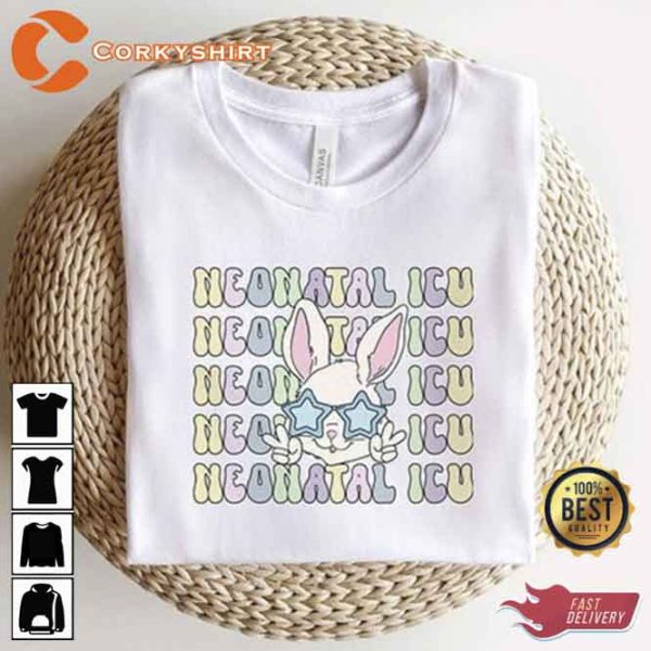 Funny Neonatal ICU Nurse Rn Tech Spring Easter Bunny Shirt