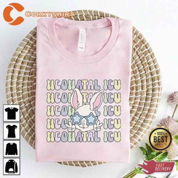 Funny Neonatal ICU Nurse Rn Tech Spring Easter Bunny Shirt