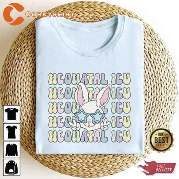 Funny Neonatal ICU Nurse Rn Tech Spring Easter Bunny Shirt