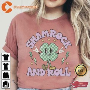 Funny Shamrock and Roll St Paddys Day Shirt2