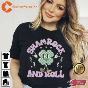 Funny Shamrock and Roll St Paddys Day Shirt5