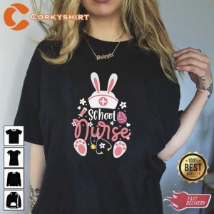 Funny Stethoscope School Nurse Bunny T-shirt2