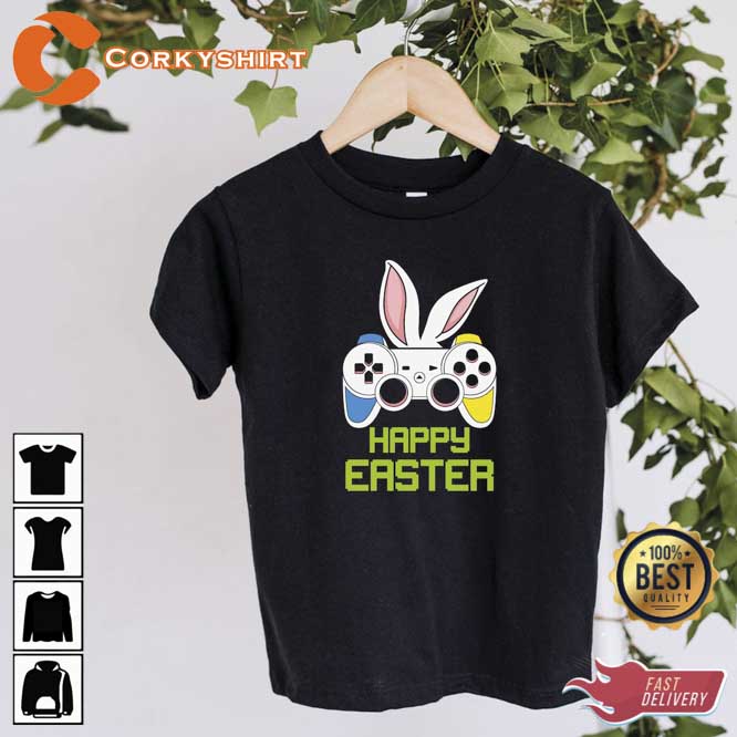 Game Controler Bunny Happy Easter Unisex Unisex T-shirt1