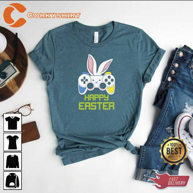 Game Controler Bunny Happy Easter Unisex Unisex T-shirt3
