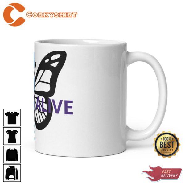 Glossy Butterfly Design Ceramic Coffee Mug