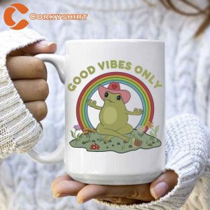 Good Vibes Only Frog Cute Coffee Mug (1)