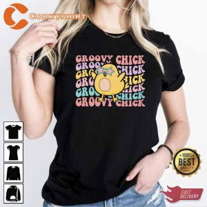 Groovy Chick Christian Easter Day T-Shirt1