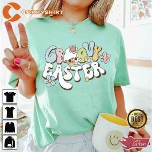 Groovy Happy Easter Day Unisex Easster Vibes T-shirts (1)