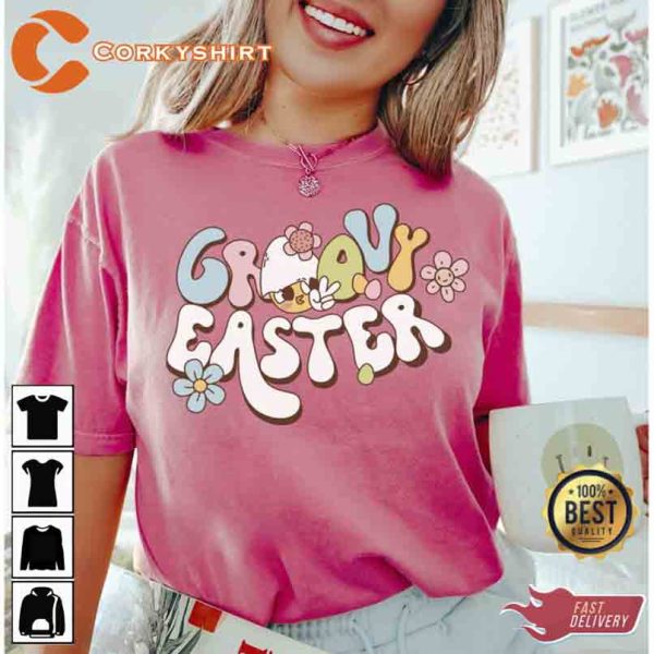 Groovy Happy Easter Day Unisex Easster Vibes T-shirt