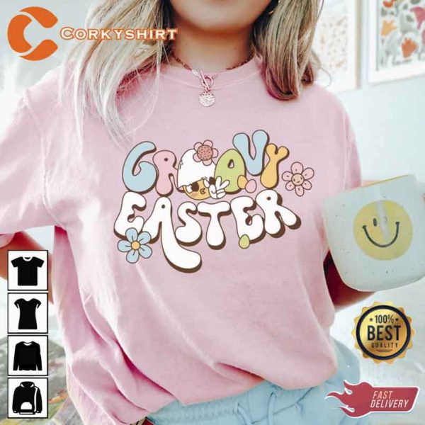 Groovy Happy Easter Day Unisex Easster Vibes T-shirt