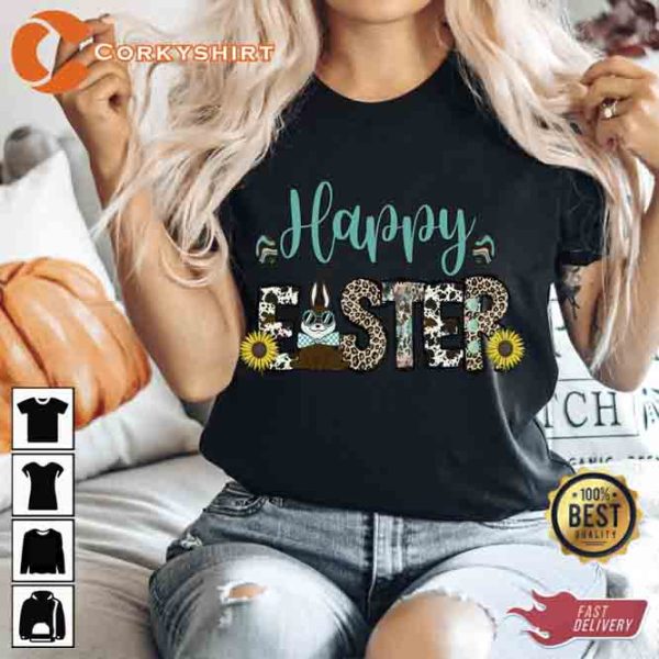 Happy Easter Bunny Sunflower Unisex Shirt