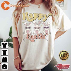 Happy Easter Bunny With Heart Glasses Shirts