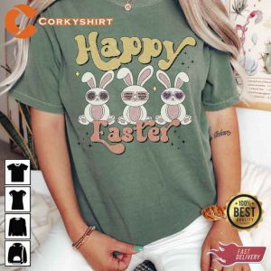 Happy Easter Bunny With Heart Glasses Shirts