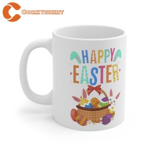 Happy Easter Day Cute Bunny With Eggs Easter Mug
