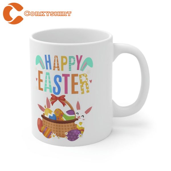 Happy Easter Day Cute Bunny With Eggs Easter Mug