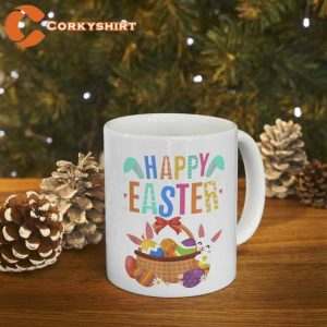Happy Easter Day Cute Bunny With Eggs Easter Mug