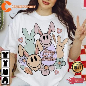Happy Easter Smiley Face Shirt Cute Easter Gift 2