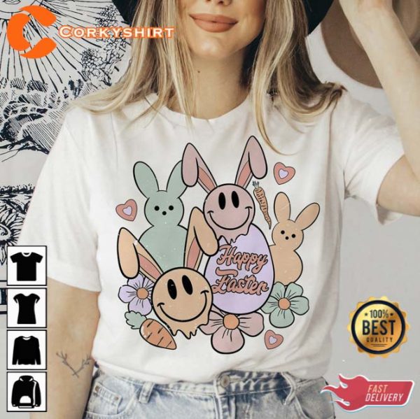 Happy Easter Smiley Face Shirt Cute Easter Gift