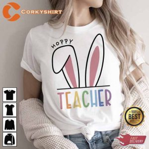 Hoppy Teacher Happy Easter Unisex T-shirt1