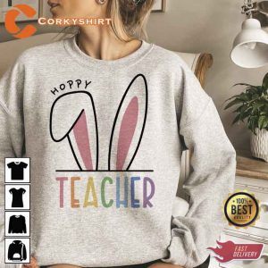 Hoppy Teacher Happy Easter Unisex T-shirt3