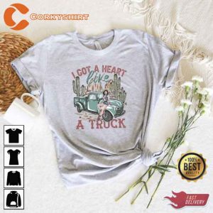 I Got A Heart Like A Truck Western Country Cowgirl Unisex T-Shirt (3)