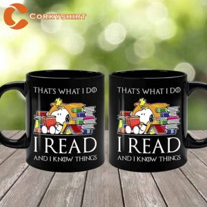 I Read And I Know Things Snoopy Reading Books Coffee Mug