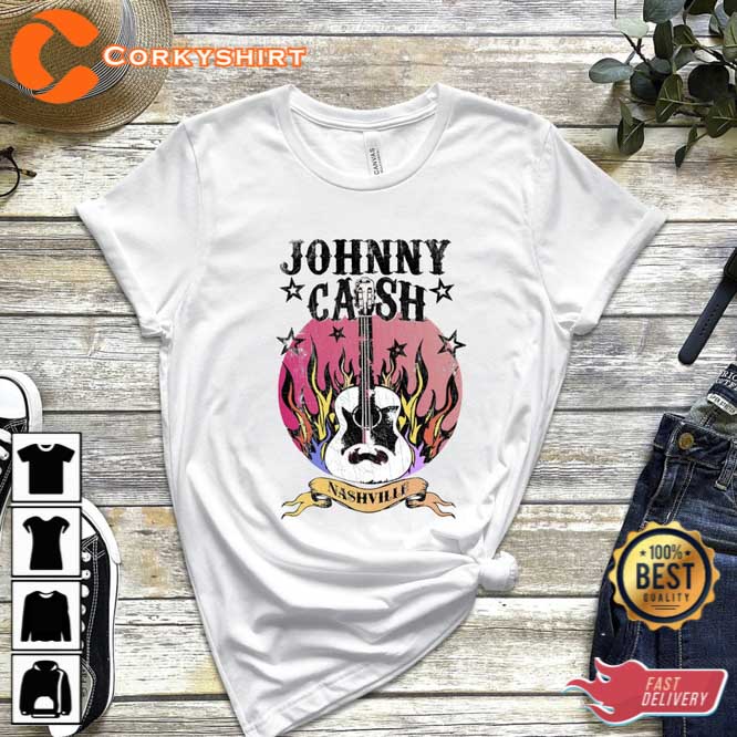Johnny Cash Guitar Band Shirt Rock Music Lover