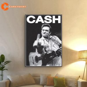 Johnny Cash Middle Finger Poster Black And White