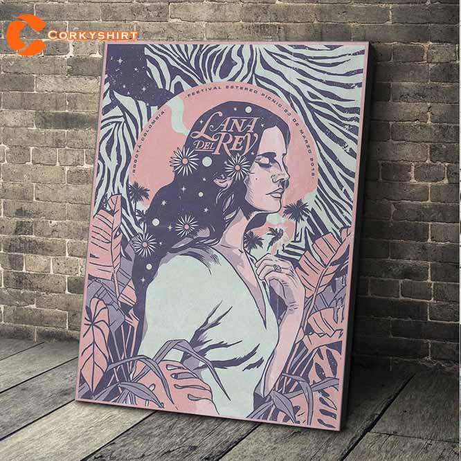 Lana Del Rey Singer Colombia Psychedelic Hippie Style Tour Vintage Poster -  Corkyshirt