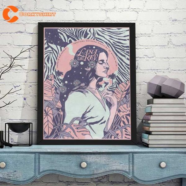 Lana Del Rey Singer Colombia Psychedelic Hippie Style Tour Vintage Poster