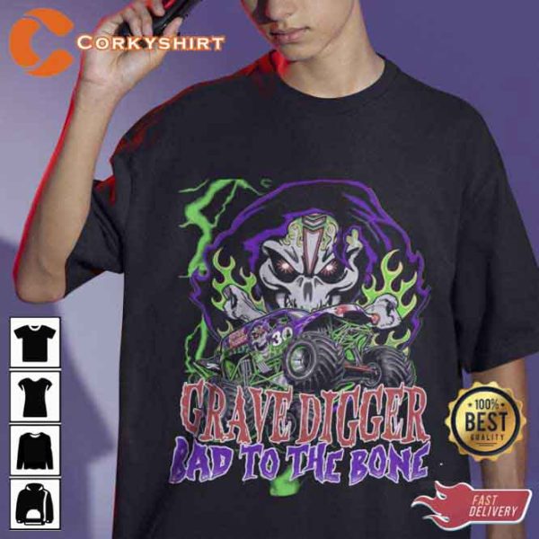 Limited Grave Digger Bad To The Bone Monster T-shirt