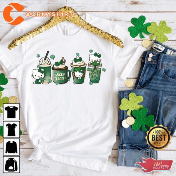 Lucky Latte Cute Cat St Patricks Day T-Shirt