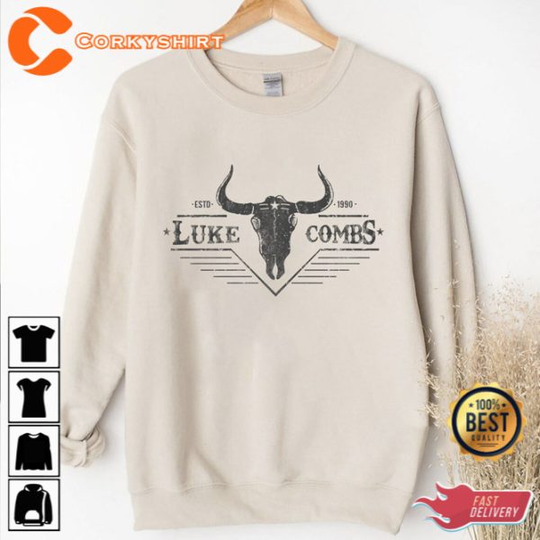 Luke Combs ESTD 1990 T-Shirt Bullhead Tour 2023 Country Music Tee