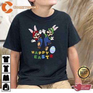 Mario and Luigi Happy Easter T-shirt1