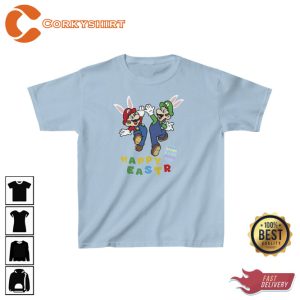 Mario and Luigi Happy Easter T-shirt4