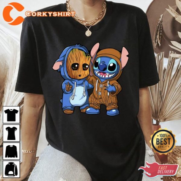 Marvel Baby Groot and Stitch Costume Best Friends Shirt