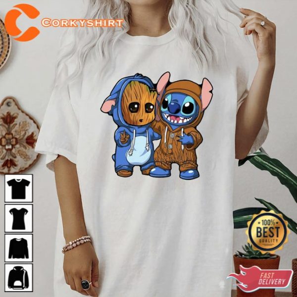 Marvel Baby Groot and Stitch Costume Best Friends Shirt