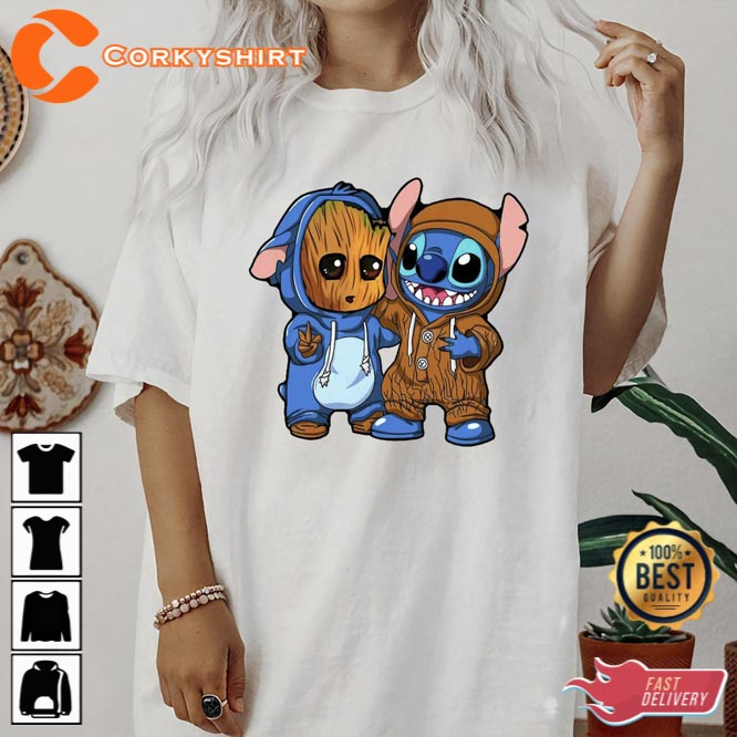 Marvel Baby Groot and Stitch Costume Best Friends Shirt 2