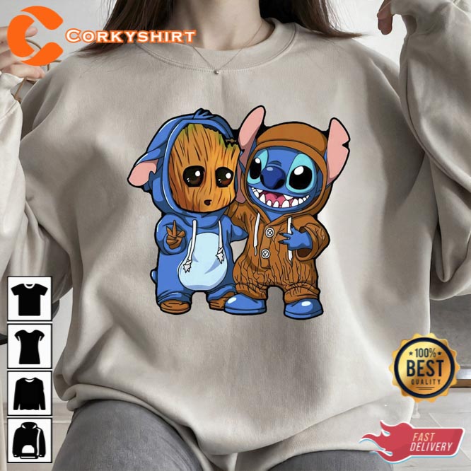 Marvel Baby Groot and Stitch Costume Best Friends Shirt 3