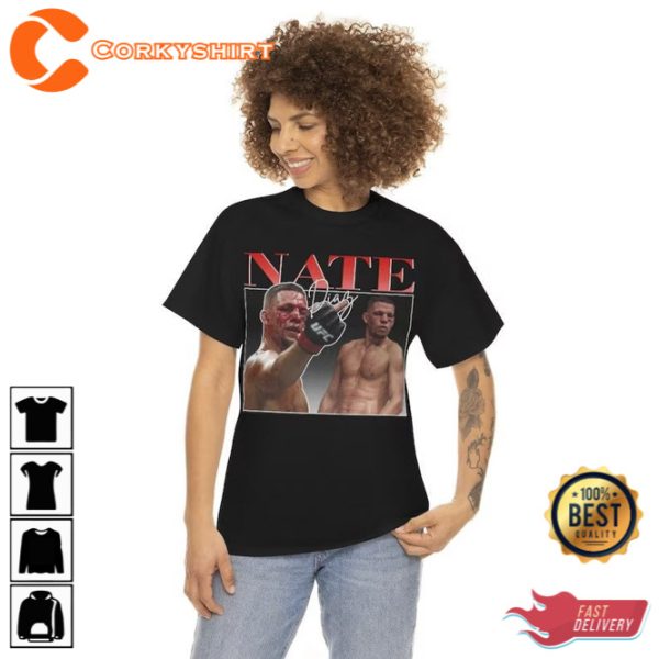 NATE DIAZ UFC Khamzat vs Diaz Vintage Retro 90s Bootleg Design Shirt