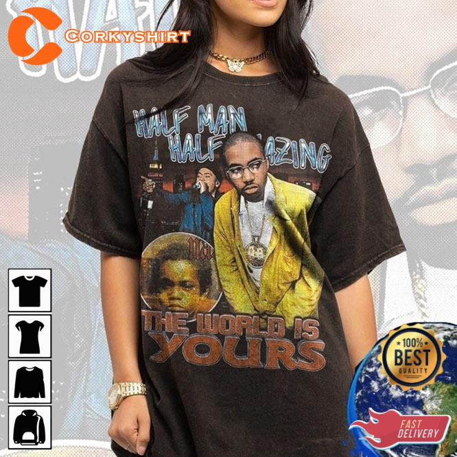 Nas The World Yours Rap Hip Hop Vintage Graphic T-Shirt - Corkyshirt