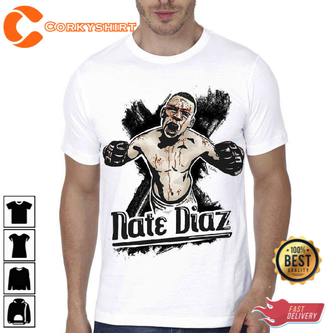 Nate Diaz White Half Sleeve T-Shirt