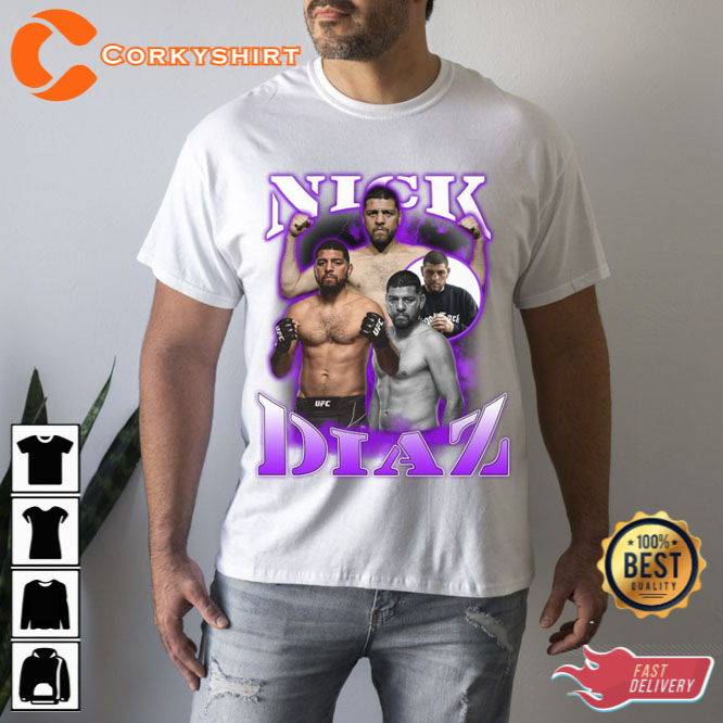 Nick Diaz T-Shirt Fighter Boxer American Jiu Jitsu 90s Fans