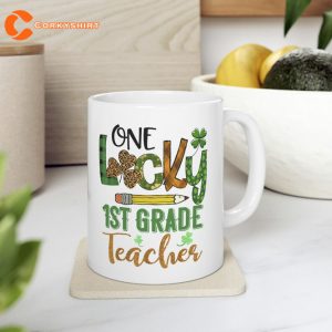 One Lucky 1st Grade Teacher Pencil Shamrock St Patricks Day Mug