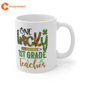 One Lucky 1st Grade Teacher Pencil Shamrock St Patricks Day Mug