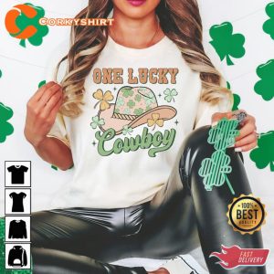 One Lucky Cowboy St Pattys Day Day Drinking Unisex T-Shirt3