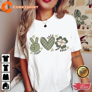 Peace Love Lucky Shirt Green St Paddys Day Tee