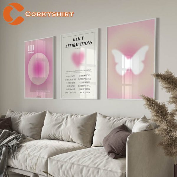 Pink Aura Poster Set of 3 Affirmation Poster