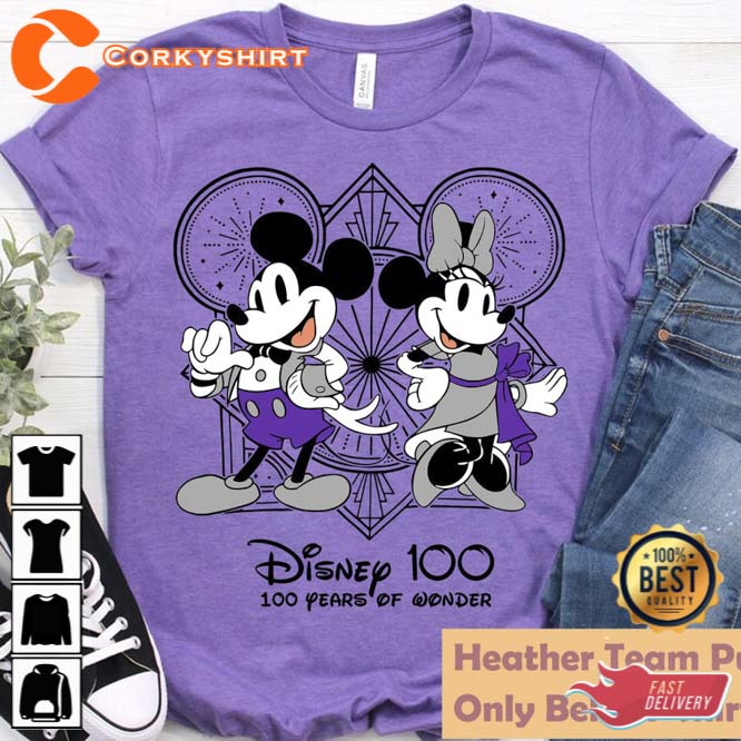 Retro Mickey and Minnie Mouse Disney 100 Years Of Wonder Shirt 1